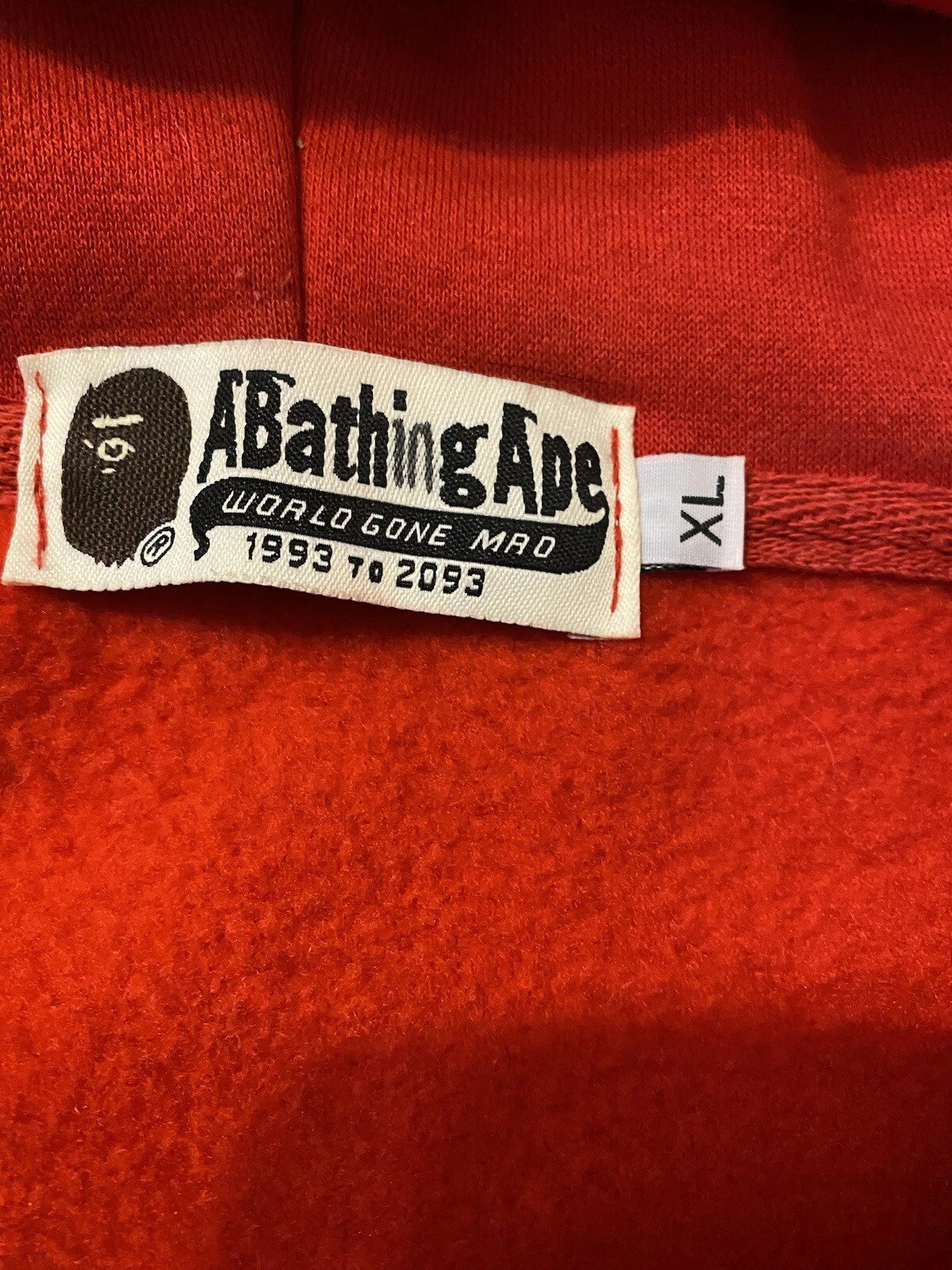 A BATHING APE (BAPE) Felpa con cappuccio uomo A Bathing Ape Shark full zip rossa taglia XL