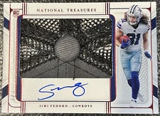 2021 National Treasures Simi Fehoko Cowboys Rookie Hats Off Button Top Auto 1/3