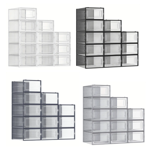 Sneaker Case Shoe Storage Box XL (12 PCS SET) Drop Front Stackable Container