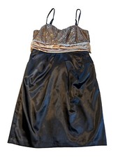 Studio Y Little Black Dress Junior Size 7/8 Super Cute W Pockets Girl Black Gold