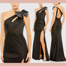 NWT IEENA MAC DUGGAL  14  Sequined Bow Detail One Shoulder Trumpet Gown J1368
