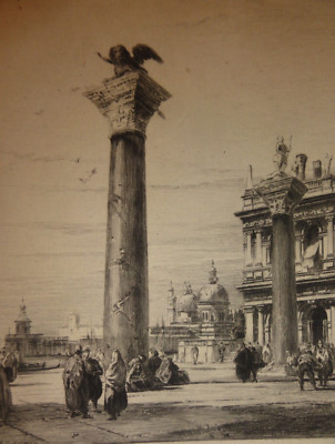 Antiker Eyching Druck Brunet-Debaines, Parkers Bonington Säule der Heiligen Mark 