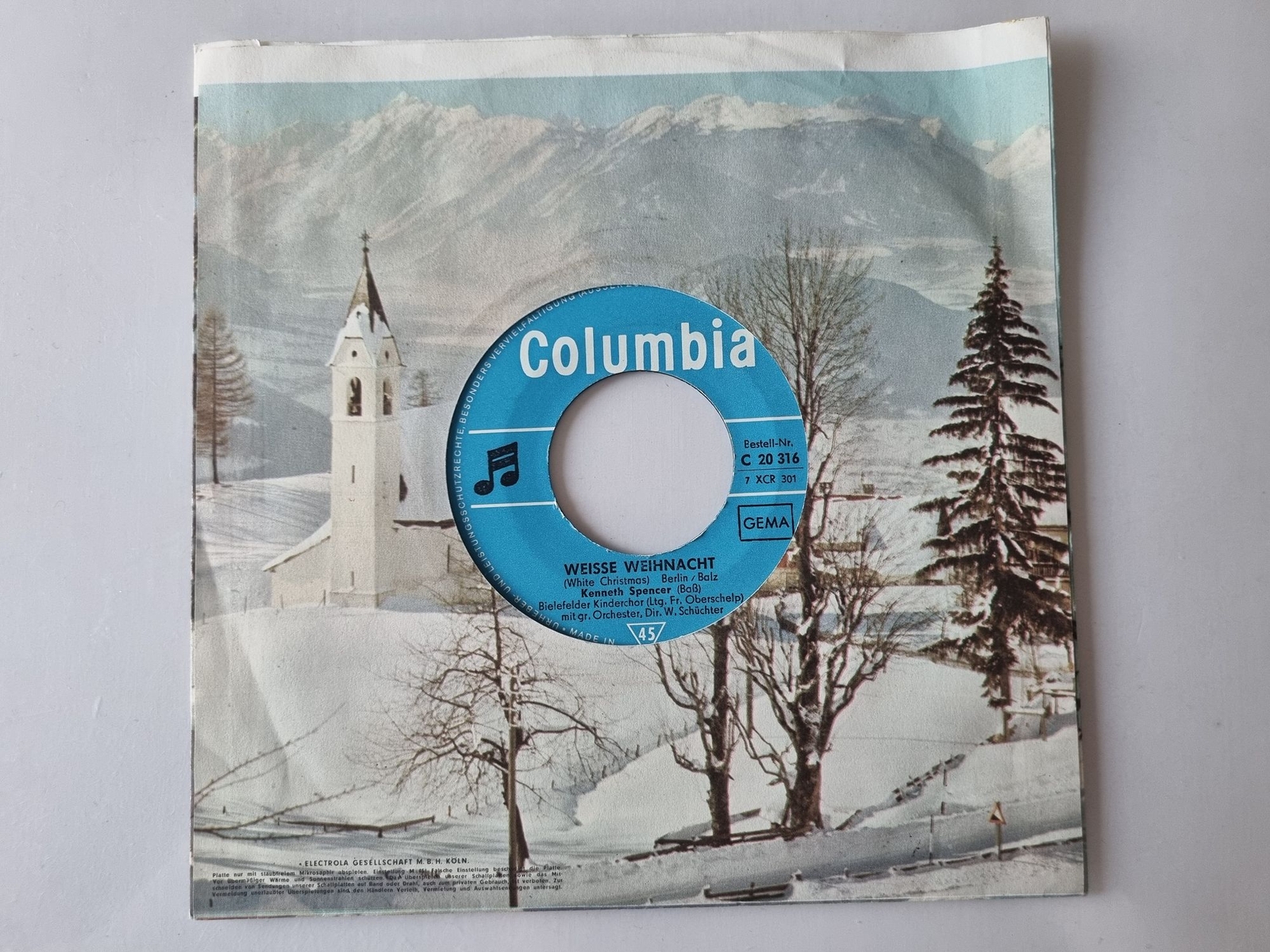 Kenneth Spencer - Weisse Weihnacht / Transeamus 7'' Vinyl/ CV Bing Crosby
