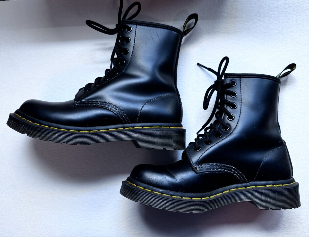 Dr Martens Black Leather Airwair Boots Women's US 5 8-Eye 1460W +