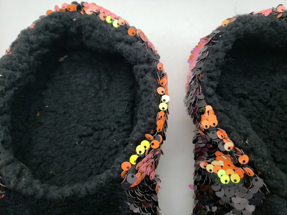 ZAPATILLAS HALLOWEEN GATO MUJER TALLA 8M NEGRO ROSA NARANJA NEGRO LENTEJUELAS ESPALDA LATERAL  Foto 4 de 4