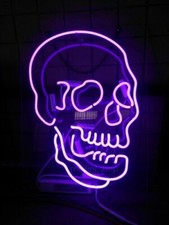 Cráneo embrujado acrílico 20"x16" letrero de neón decoración obras de arte lámpara luz con atenuador
