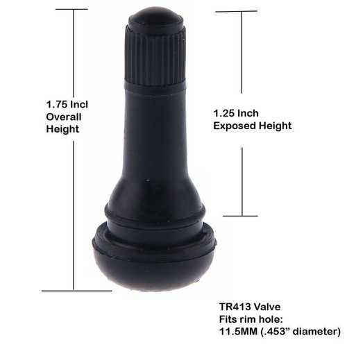 100pcs Car Tire Stem TR413 Snap-In Tire Valve Stems Rubber for Most Car Auto - Picture 3 of 5