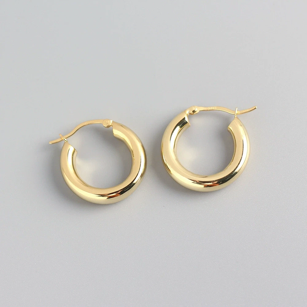 Paire De Boucles D'oreilles Anciennes En Plaqué Or - Modèle R060318, Fermoir Clous - Occasion