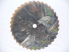VINTAGE 15" SAW BLADE PAINTED EAGLE Signed by Artist