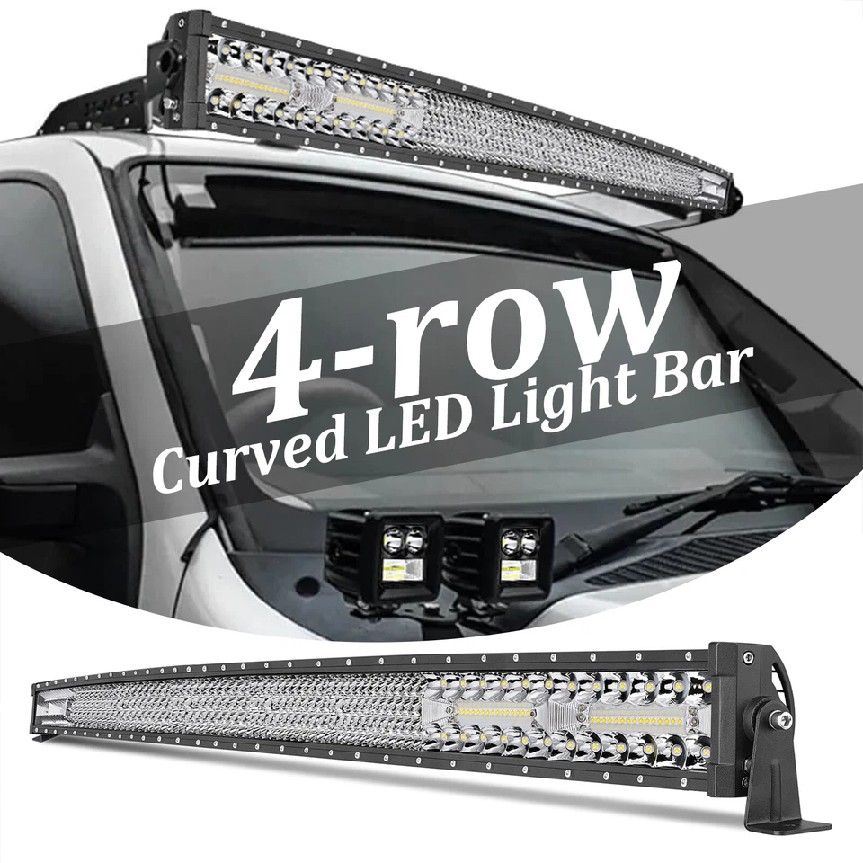 Barra de luz de trabalho LED curva teto 54" combo neblina de condução off road turck captador + fio - Imagem 2 de 4