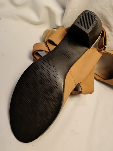 Collezione by Clarks punta aperta in pelle marrone, zeppa slingback, tg. 12M - Foto 3 di 4