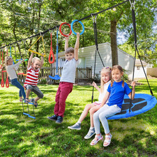 65 Ft Ninja Warrior Obstacle Course for Kids with Swing, Ninja Rope Course with