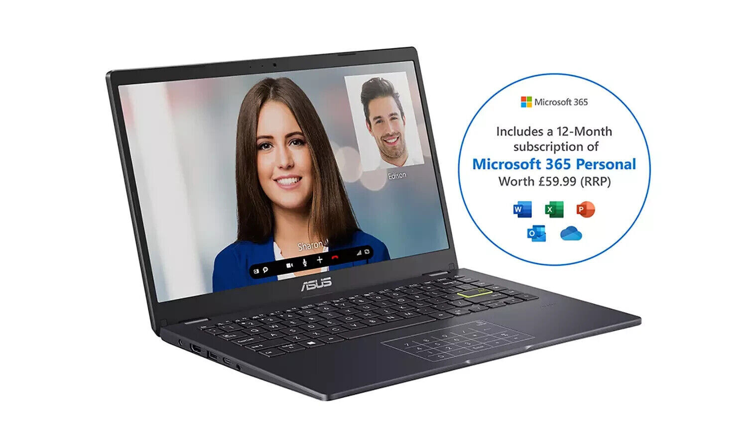 ASUS E410 14" Intel N4020, 64GB 4GB Windows 11 Cloudbook Laptop Blue