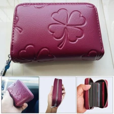 Women Mini Wallet Leather Credit Card Holder RFID Blocking Zipper Pocket Bag US