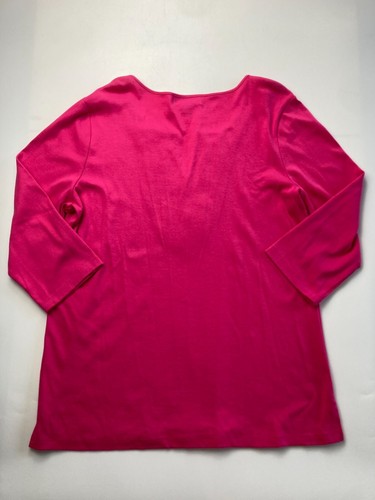 Island Republic Women's XL Pink and White 3/4 Sleeve V-Neck Top - Picture 2 of 3