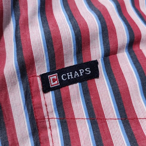 Camisa Ralph Lauren Chaps Rosa Rayas Grande Retro Manga Larga Para Hombre Informal De Colección - Imagen 4 de 13