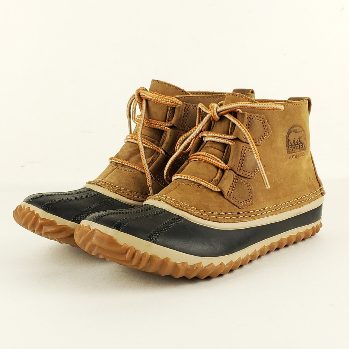 Sorel Brown and Black Waterproof‎ Duck Boots with Yellow Laces