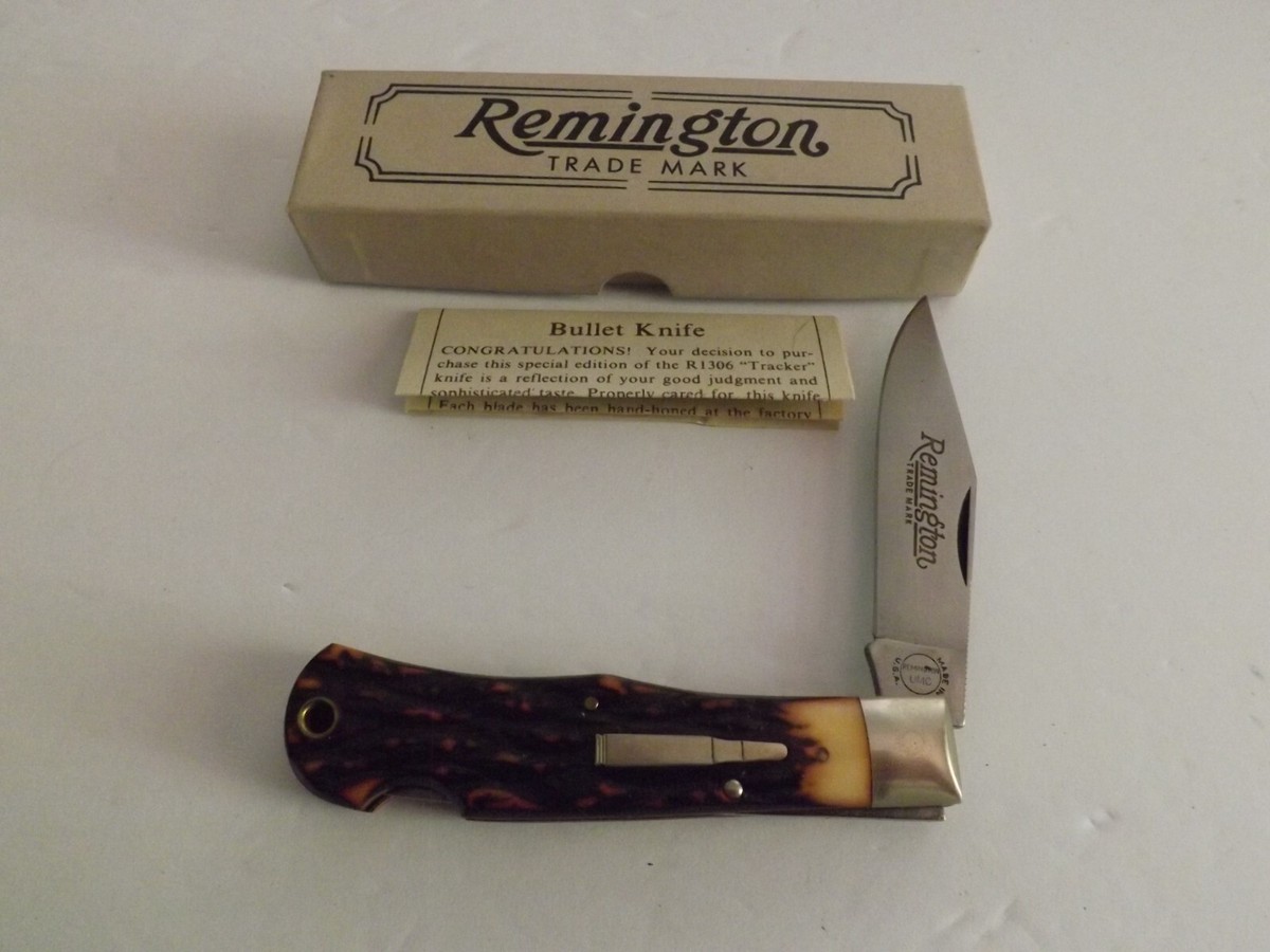 Vintage Remington 1990 Tracker Bullet Knife #R1306 New In Vintage Remington 1990 Tracker Bullet Knife #R1306 New In