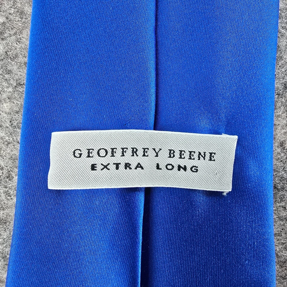 Geoffrey Beene XL Necktie Solid Blue Polyester 65" L - 3.75" W Hand Made Power - Image 4 of 4