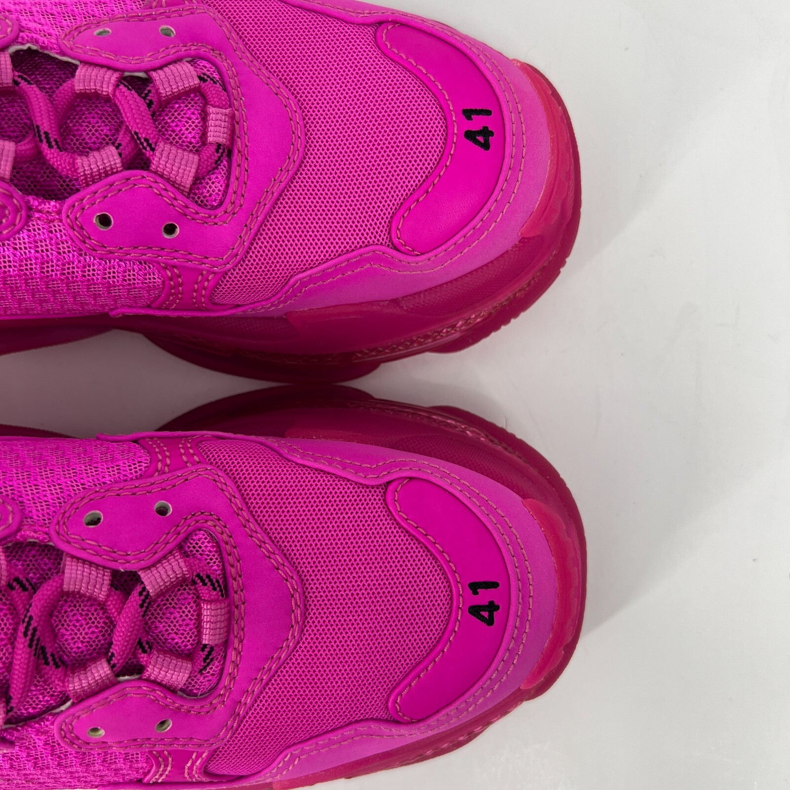 Balenciaga Triple S Sneakers Shoes Mens Size 41 Clear Sole Pink Logo Lace Up NEW thumbnail 11