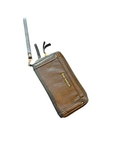 Enzo Angiolini Black  Vegan Leather Zip-Around Wristlet Wallet Card Slots Pocket