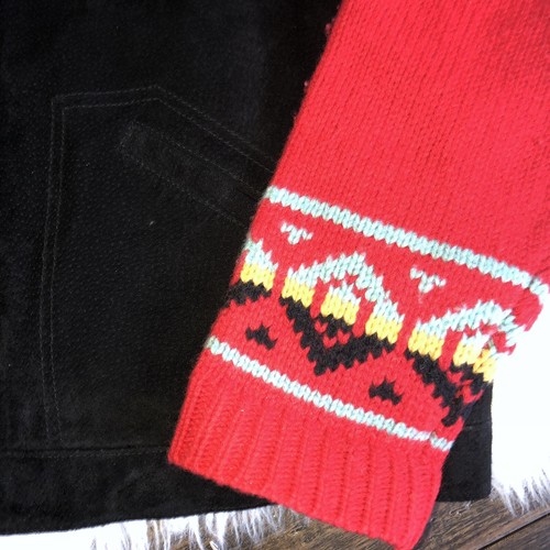 PENDLETON Southwest Negro Gamuza Cuero Suéter Tejido Cárdigan Para Mujer Grande - Imagen 3 de 8