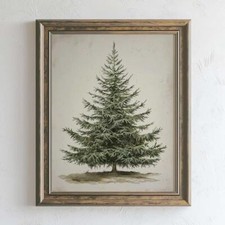 Vintage Christmas Tree, Pine Tree Vintage Print, 11x14 inch Print Unframed
