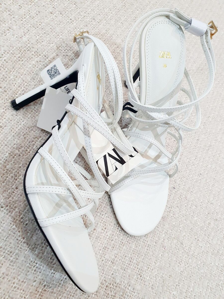 ZARA BNWT AUTHENTIC WHITE LEATHER HIGH HEEL SANDALS REF ZARA BNWT AUTHENTIC WHITE LEATHER HIGH HEEL SANDALS REF