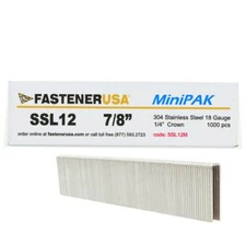 7/8" LEG x 1/4" CROWN 18GA 304SS L12 STAPLES 1,000ct | SSL12