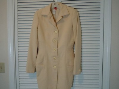 VTG GIANNI VERSACE COUTURE BEIGE/CREAM  100% WOOL BUTTON COAT SIZE 8 RARE