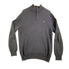 Polo Ralph Lauren Sweater Mens Large Blue Quarter Zip Mock Neck Knit Pony Preppy