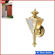 Outdoor Wall Lantern One Light Polished Brass Clear Glass 13.5 Inch Traditional