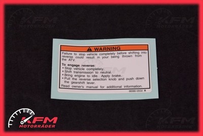Suzuki Ozark LT-F250 Warnhinweis English Sticker warning notice reverse gear Neu