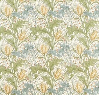 William Morris Gardinenstoff 'LENT LILY' 2 METER ZITRONENMELISSE 100% Leinen