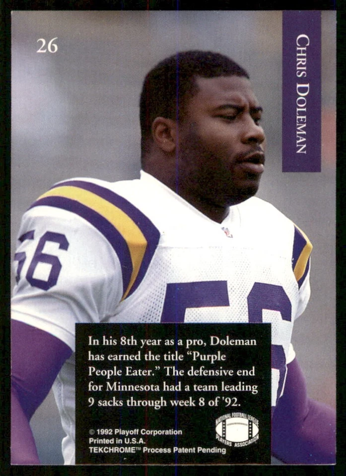 1992 Playoff Prime CHRIS DOLEMAN #26 - Image 2 of 2