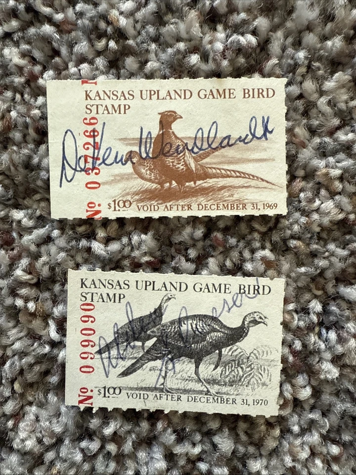 5 Different 1969-1973 Kansas Upland Game Birds License Revenue Tax Stamps - Image 3 of 4