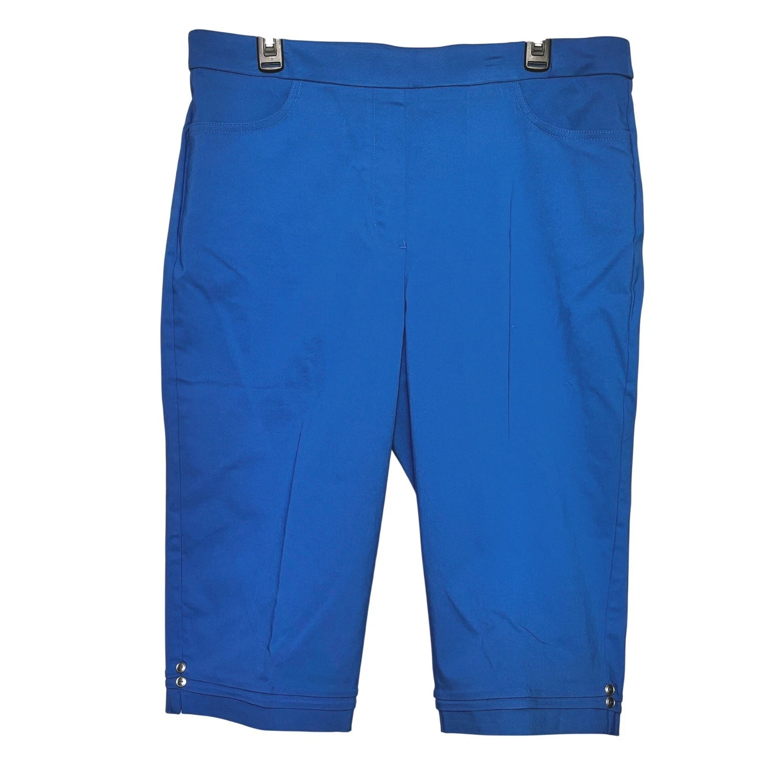 Alfred Dunner Parrot Cay Cobalt Blue Tummy Slimming Capri Pants 16P New
