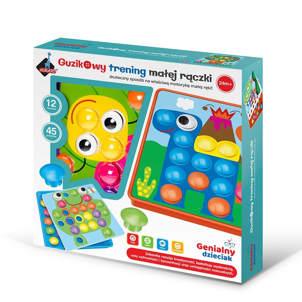 6901440104775 Мозаичная кнопка-тренажер для маленьких ручек, 45 кнопок ASKATO