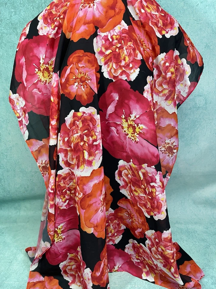 ISAAC MIZRAHI LIVE Bufanda Estampada Floral ROJA/ROSA NUEVA SIN ETIQUETAS Foto 3 de 4