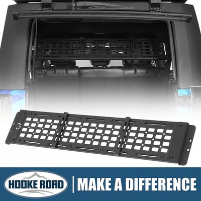 BLACK TRUNK MOLLE PANEL UTILITY RACK FOR 07-18 JEEP WRANGLER JK 4-DOOR HARDTOP
