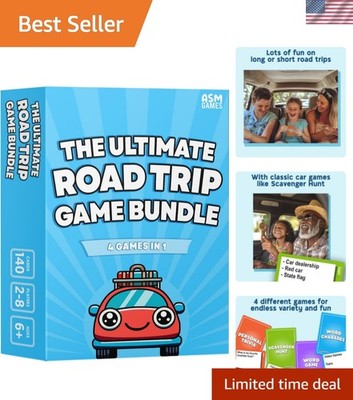 The Ultimate Road Trip Game Bundle, a 4-in-1 Car Game for Kids and Adults, Fi...