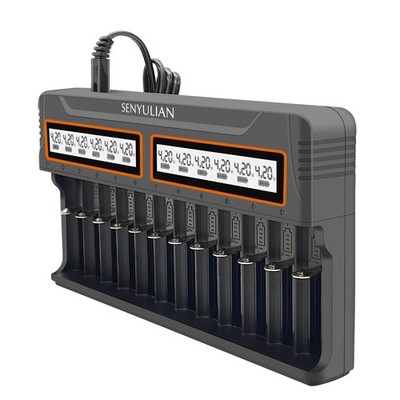 18650 Battery Charger, 12 Bays Smart Universal Charger LCD Display for Rechar...