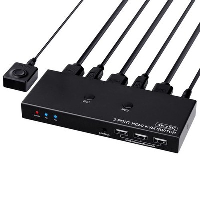 KVM Switch 4K60Hz, HDMI USB Switch for 2 Computer Share UHD Monitor and Keybo...