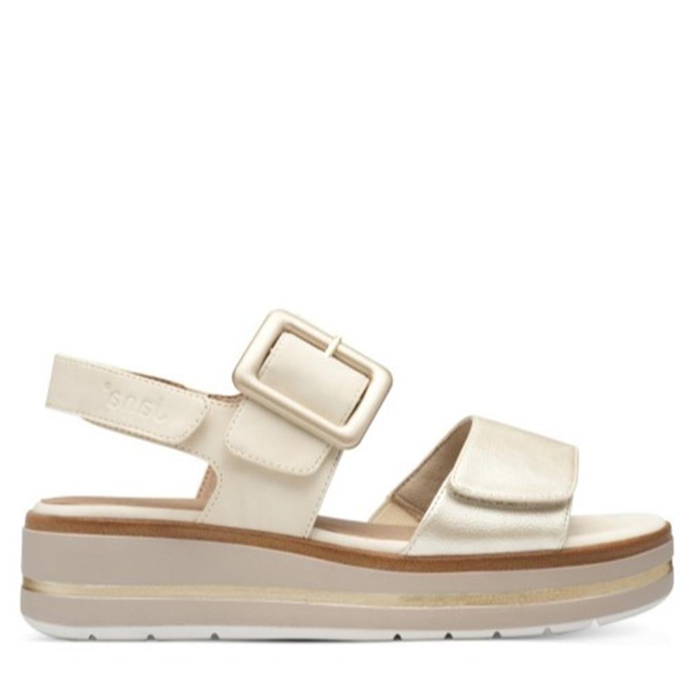 COMODA Y ELEGANTE SANDALIA VEGANA MUJER JANA 28266 BEIG METALIZADO