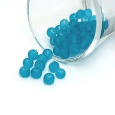 6mm Blue Frosted Glass Beads - US Seller
