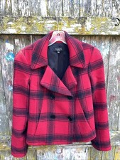 Talbots Wool Lumberjack Plaid Red/Blk Blazer Jacket Dblt Breastd Size 4 New NWOT