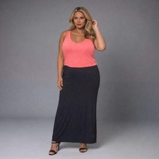 ROCKTHOSECURVES WOMENS PLUS SIZE SLEEVELESS 2 COLOUR MAXI DRESS LINED TOP