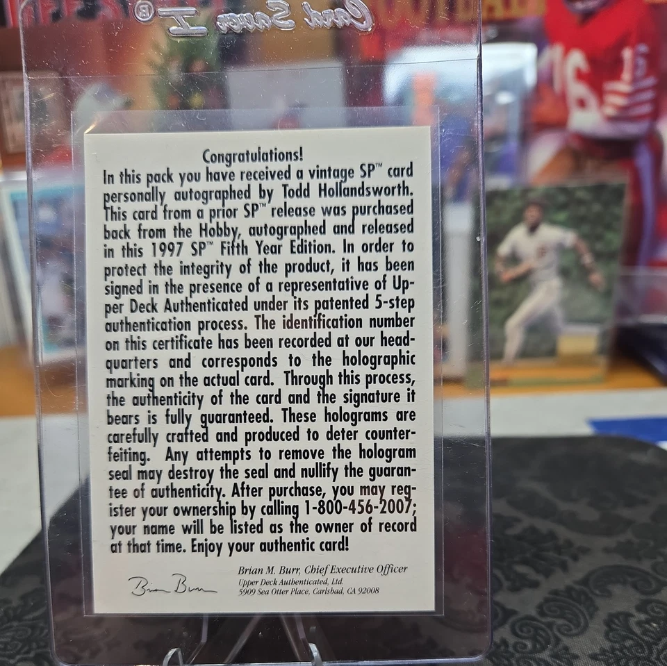 Autógrafo SP 1997 #6 Todd Hollandsworth 1994 automático radiocontrol Foto 4 de 4