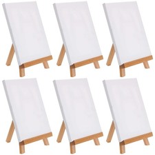 6pk 8" x 8" Stretched Canvas with 10.5" Tabletop Display Stand Artist Easel Kit
