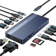 USB C Docking Station Dual HDMI Monitor, Laptop 3 Grey